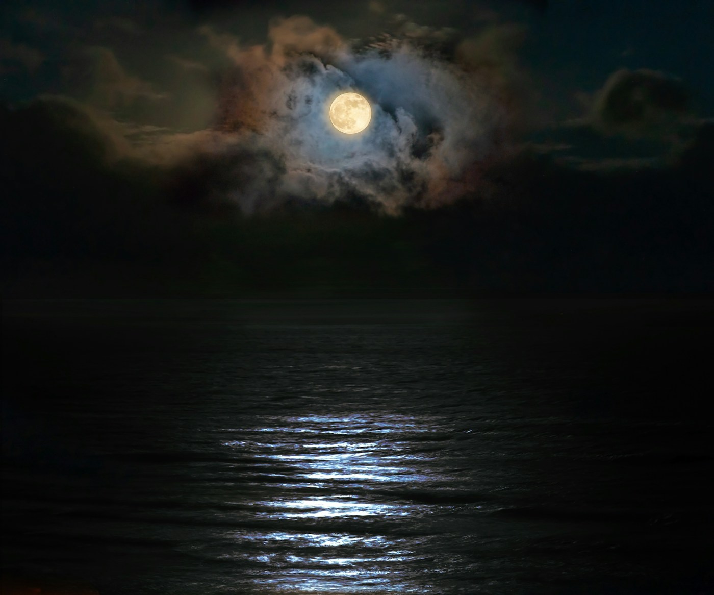 Moonlight reflecting across the peaceful Pacific Ocean